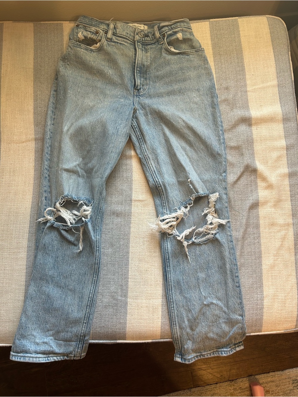 Light Blue Distressed Ultra High Rise 90’s Straight Jeans